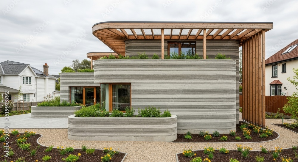 Innovative 3d printed concrete house with modern architectural design ...