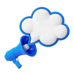 Aufkleber - Blue megaphone with blank speech bubble cloud isolated on transparent background