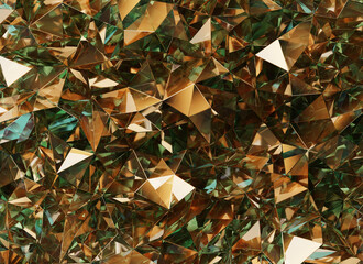 Poster - Luxury Abstract Realistic Gold and Green Crystal Texture Reflection Close Up Background 3D rendering