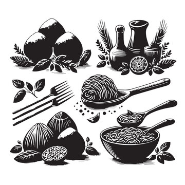 Black Arancini Silhouette Vector, High Quality Illustration on White Background