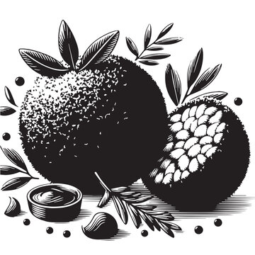 Black Arancini Silhouette Vector, High Quality Illustration on White Background