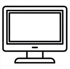Fototapete - Simple computer monitor icon isolated on a white background. Best for poster design icon sign vector sketch freehand outline hand drawn picture sketchy silhouette illustration