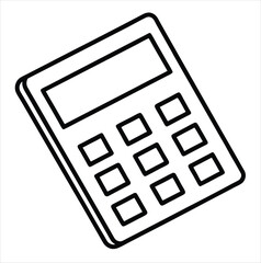 Aufkleber - Simple calculator icon outline isolated on a white background. Best for poster design icon sign vector sketch freehand outline hand drawn picture sketchy silhouette illustration