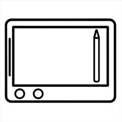 Fototapete - Graphics tablet icon pencil stylus isolated on a white background. Best for poster design icon sign vector sketch freehand outline hand drawn picture sketchy silhouette illustration 