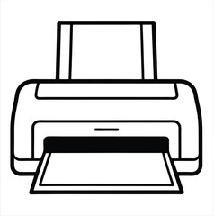 Aufkleber - Printer icon line art isolated on a white background. Best for poster design icon sign vector sketch freehand outline hand drawn picture sketchy silhouette illustration 
