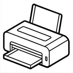 Aufkleber - Printer icon line art isolated on a white background. Best for poster design icon sign vector sketch freehand outline hand drawn picture sketchy silhouette illustration