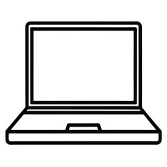 Fototapete - Simple laptop icon outline isolated on a white background. Best for poster design icon sign vector sketch freehand outline hand drawn picture sketchy silhouette illustration