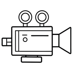 Aufkleber - Vintage movie camera icon isolated on a white background. Best for poster design icon sign vector sketch freehand outline hand drawn picture sketchy silhouette illustration
