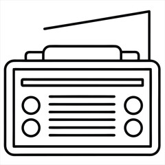 Fototapete - Retro radio icon outline isolated on a white background. Best for poster design icon sign vector sketch freehand outline hand drawn picture sketchy silhouette illustration