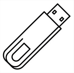 Aufkleber - USB flash drive icon outline isolated on a white background. Best for poster design icon sign vector sketch freehand outline hand drawn picture sketchy silhouette illustration