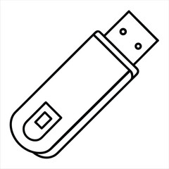 Aufkleber - USB flash drive icon outline isolated on a white background. 