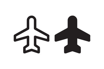 Poster - Minimalist black and white airplane icons with outline and solid versions.