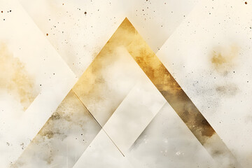 Poster - Light pastel soft pale brown gold golden champagne beige white abstract background. Geometric shape. Line triangle angle. Grunge noise grain mesh. Business technology premium. Blank template design.