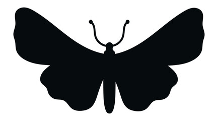Poster - Simple black and white butterfly silhouette featuring open wings and prominent antennae, perfect for enhancing nature themed designs and creative projects with elegance and beauty