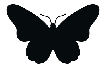 Poster - Black butterfly silhouette isolated on white background representing nature, beauty, and elegance, perfect for wildlife and graphic design projects