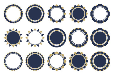 Poster - Elegant Decorative Badge Frame Set in Navy Blue and Gold – Vintage Retro Circle Border Collection