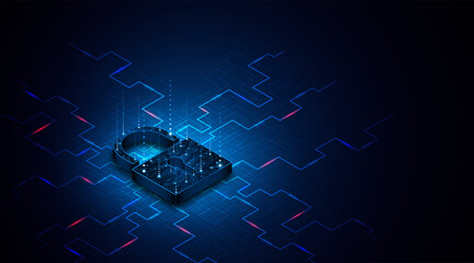 Aufkleber - Lock icon. Cyber ​​security and data protection concepts and privacy. Innovative concept of advanced safety technology	