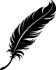 Leinwandbilder - Minimilist a captivating black and white illustration showcasing a single feather with intricate details and elegant curves vector