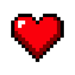 Poster - Pixelated Red Heart Shape Digital Art Graphic Design