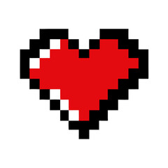 Poster - Pixelated Red Heart Shape Digital Love Graphic Art Design