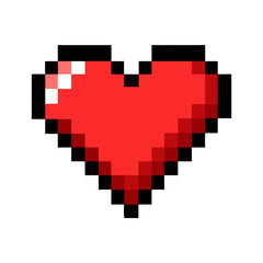 Poster - Pixelated Red Heart Digital Art Graphic Design Illustration