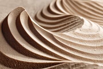 Poster - Abstract beige background with wavy sand dunes, showing an intricate texture of nature, with fine details and shadows creating a sense of depth and movement.
