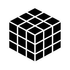 Three Dimensional Cube Puzzle Black and White Graphic Image