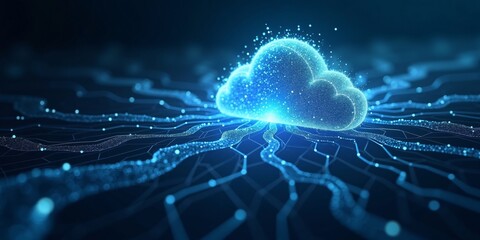 Aufkleber - An abstract image of a digital data cloud expanding outward