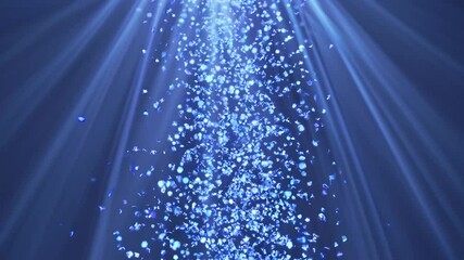 Aufkleber - Shimmering confetti pieces gently descend, illuminated by beams of light, creating a festive and magical atmosphere against a dark backdrop