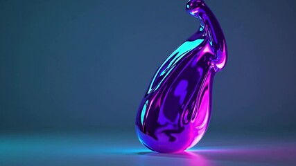 Poster - Metallic purple and teal liquid transforming dynamically, morphing across gradient background with fluid motion, creating mesmerizing abstract visual effect