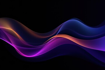 Poster - Abstract colorful wave background shapes flow across a dark background, creating a dynamic and modern visual effect.