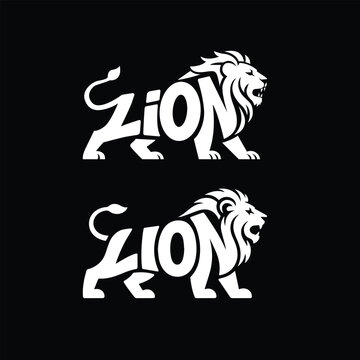 Lion with Typography Vector Logo Concept, Lion logo