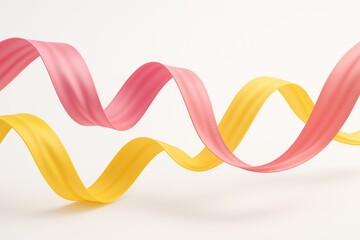 Poster - two colorful ribbons are floating and waving gently against a clean white backdrop, creating a dynam