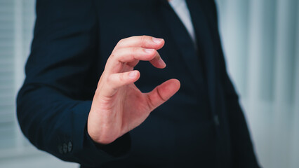 Aufkleber - Business hand gesture of success office space professional context modern environment close-up view