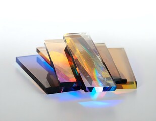 Poster - Translucent Glass Panels Displaying Prismatic Rainbow Light Effects