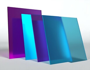 Poster - Colorful Acrylic Sheets Translucent Purple, Cyan, and Blue Panels