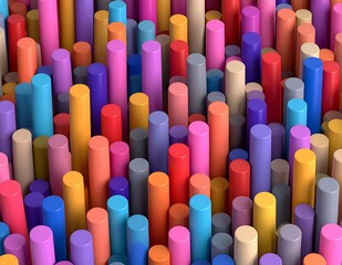 Poster - Colorful Cylinder Abstract Background 3D Rendered Geometric Shapes