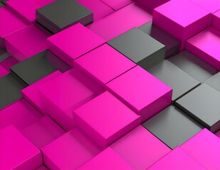 Poster - Abstract 3D Pink and Gray Cubes Geometric Background Design