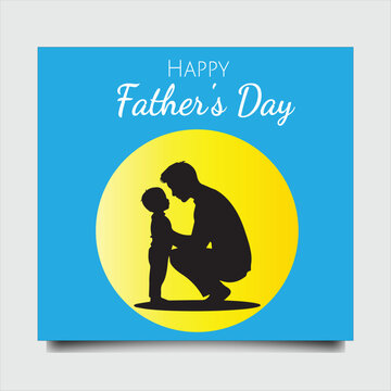 Happy Fathers Day Celebration with Father and Son Silhouette, vector Illustration for Father's Day
