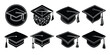 © MD - set of black and white  graduation cap on white background