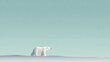 © KARINA - Elegant minimalist illustration of a polar bear standing on snowy surface against a delicate blue background. This clean Arctic-themed design features generous blank space, perfect for environmental