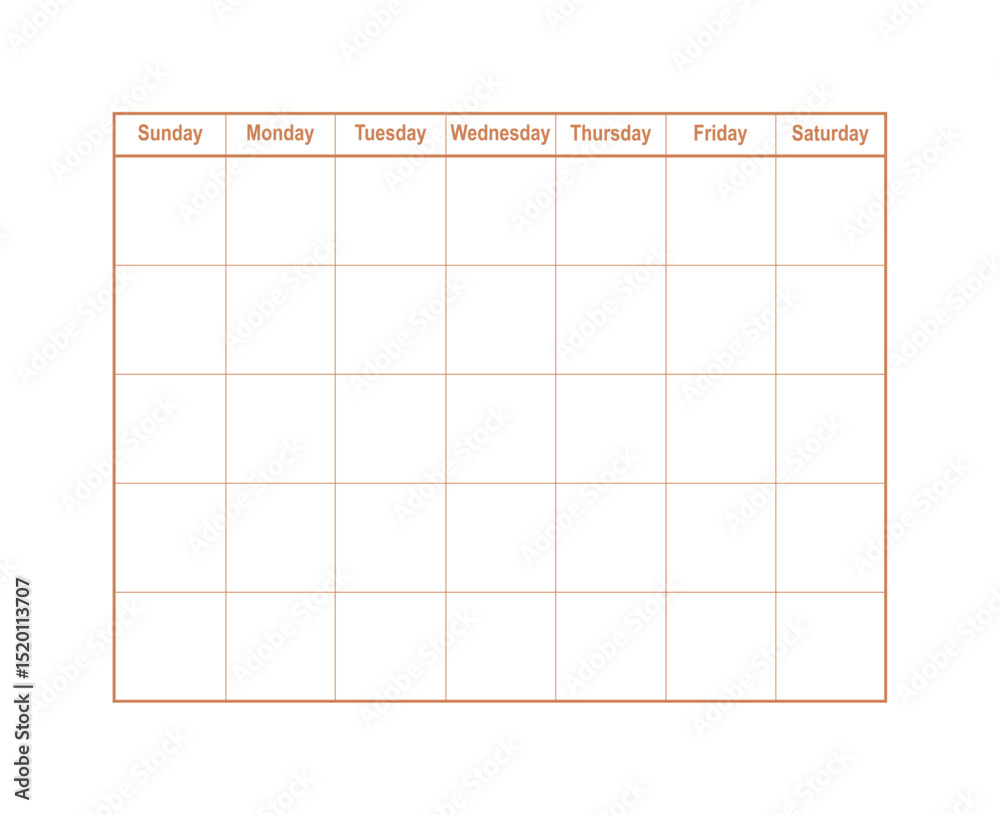 Vector weekly planner. Minimalist printable empty template. A table or ...