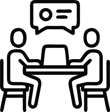 Simple Icon Design of a Laptop on a Desk for an Interview or Workplace Setting Easy to Edit