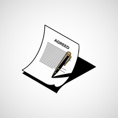 Aufkleber - Document icon vector, Contract document icon, Agreement sign symbol