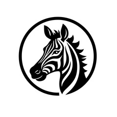 Poster - A stylish, minimalist emblem of a zebra's head within a clean circular frame, showcasing the iconic stripes and elegant profile.