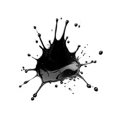 Poster - Black paint splash creates an artistic effect on a white background showcasing dynamic movement and contrast