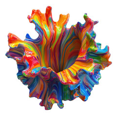 Poster - Vibrant abstract sculpture with swirling colors displayed on a white background