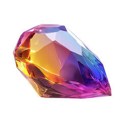 Poster - Colorful crystal gemstone reflecting light in various hues, showcasing intricate facets and vibrant colors