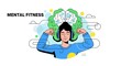 © Richafuji - Illustrative representation of mental well-being featuring a person with headphones, brain-shaped design, and supporting graphic elements. Bright and cheerful colors evoke positivity and health.