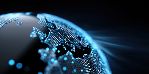Fototapete - a globe with a blue and white design. the globe is surrounded by a black background. the globe is il